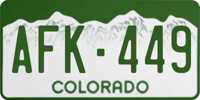 CO license plate AFK449
