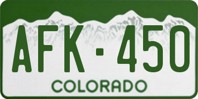 CO license plate AFK450