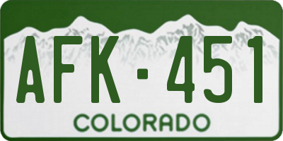 CO license plate AFK451