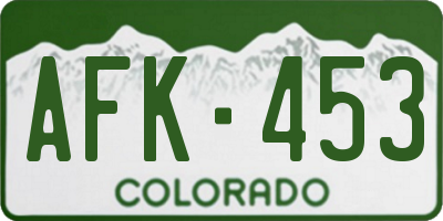 CO license plate AFK453