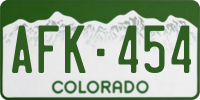 CO license plate AFK454