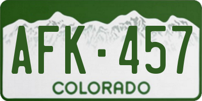 CO license plate AFK457
