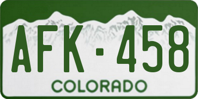 CO license plate AFK458