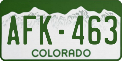CO license plate AFK463