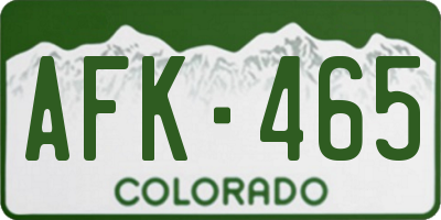 CO license plate AFK465