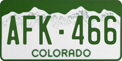 CO license plate AFK466