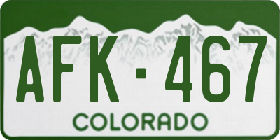 CO license plate AFK467