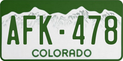 CO license plate AFK478