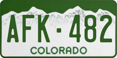 CO license plate AFK482