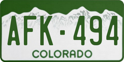 CO license plate AFK494