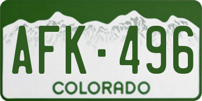 CO license plate AFK496