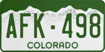 CO license plate AFK498