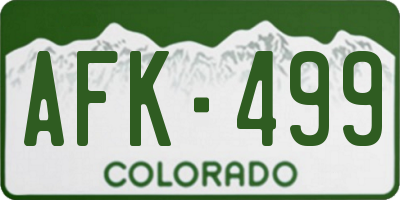 CO license plate AFK499