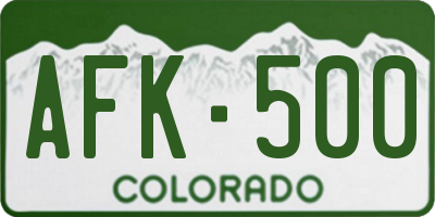 CO license plate AFK500