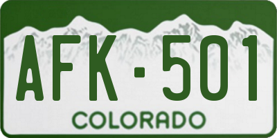 CO license plate AFK501