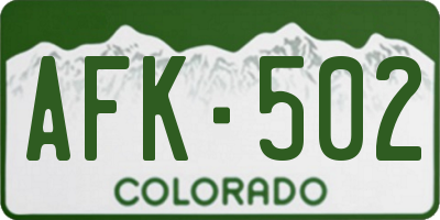 CO license plate AFK502
