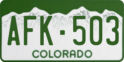 CO license plate AFK503