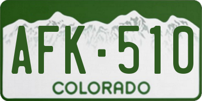 CO license plate AFK510