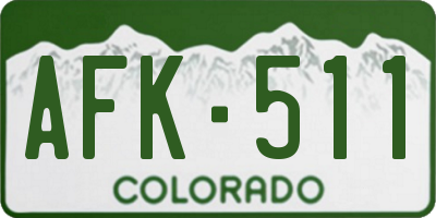 CO license plate AFK511