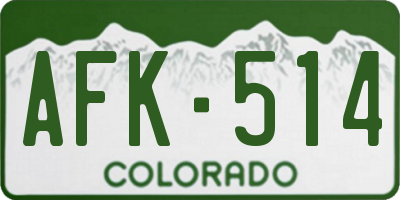 CO license plate AFK514