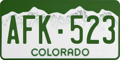 CO license plate AFK523