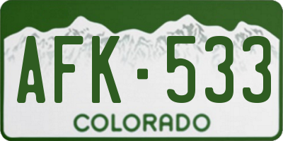 CO license plate AFK533