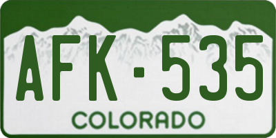 CO license plate AFK535