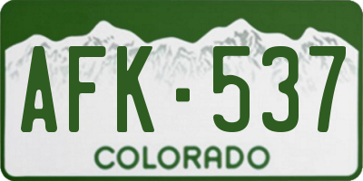 CO license plate AFK537