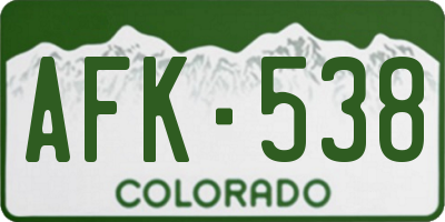 CO license plate AFK538