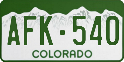 CO license plate AFK540