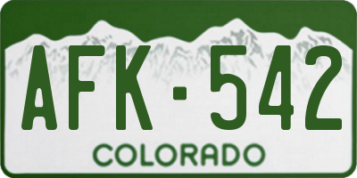 CO license plate AFK542