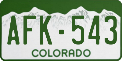 CO license plate AFK543