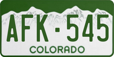 CO license plate AFK545