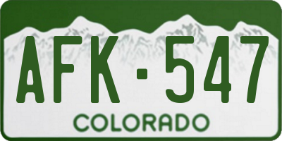 CO license plate AFK547