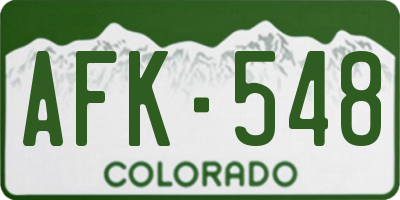 CO license plate AFK548