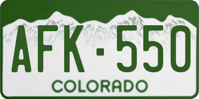 CO license plate AFK550