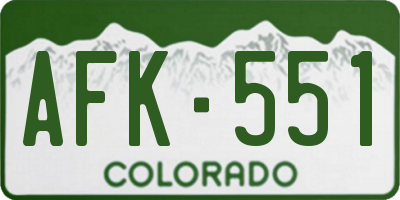 CO license plate AFK551