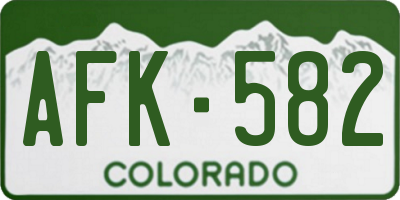 CO license plate AFK582