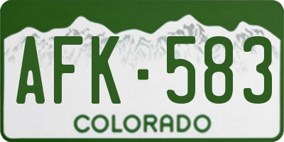 CO license plate AFK583