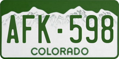 CO license plate AFK598