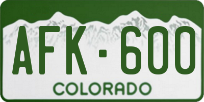 CO license plate AFK600