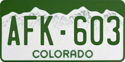CO license plate AFK603