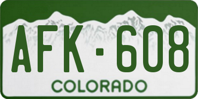 CO license plate AFK608