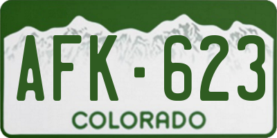 CO license plate AFK623