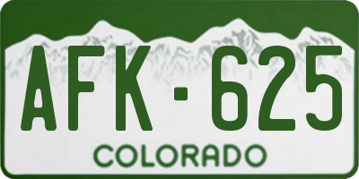CO license plate AFK625