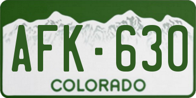 CO license plate AFK630