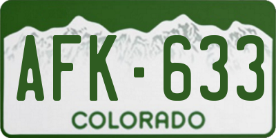 CO license plate AFK633