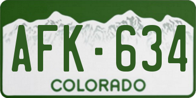 CO license plate AFK634