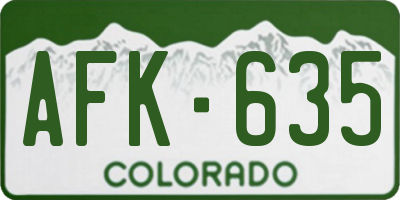 CO license plate AFK635
