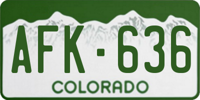 CO license plate AFK636